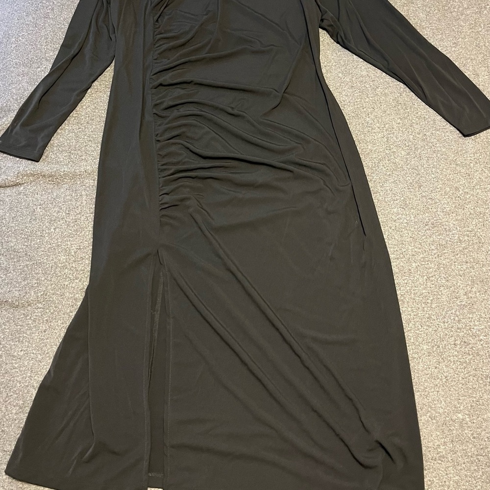Black Ruched Long Sleeve Sheath Dress